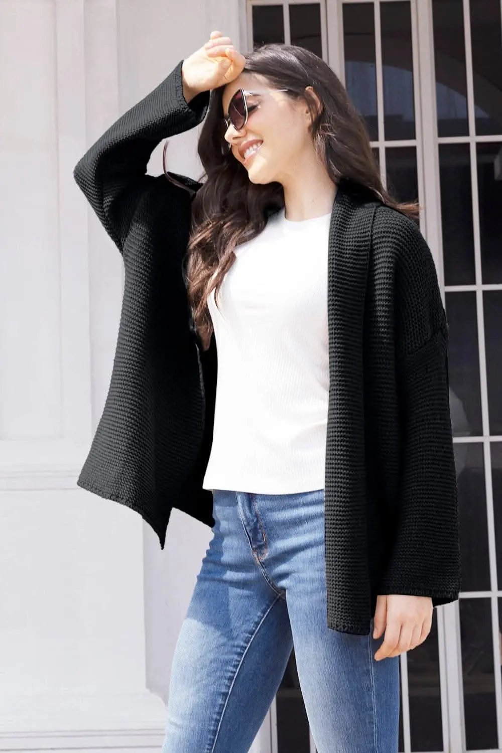 Open front long sleeve cardigan - Love Salve